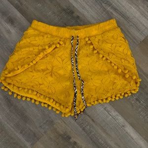Lacey Yellow Pom Pom Shorts